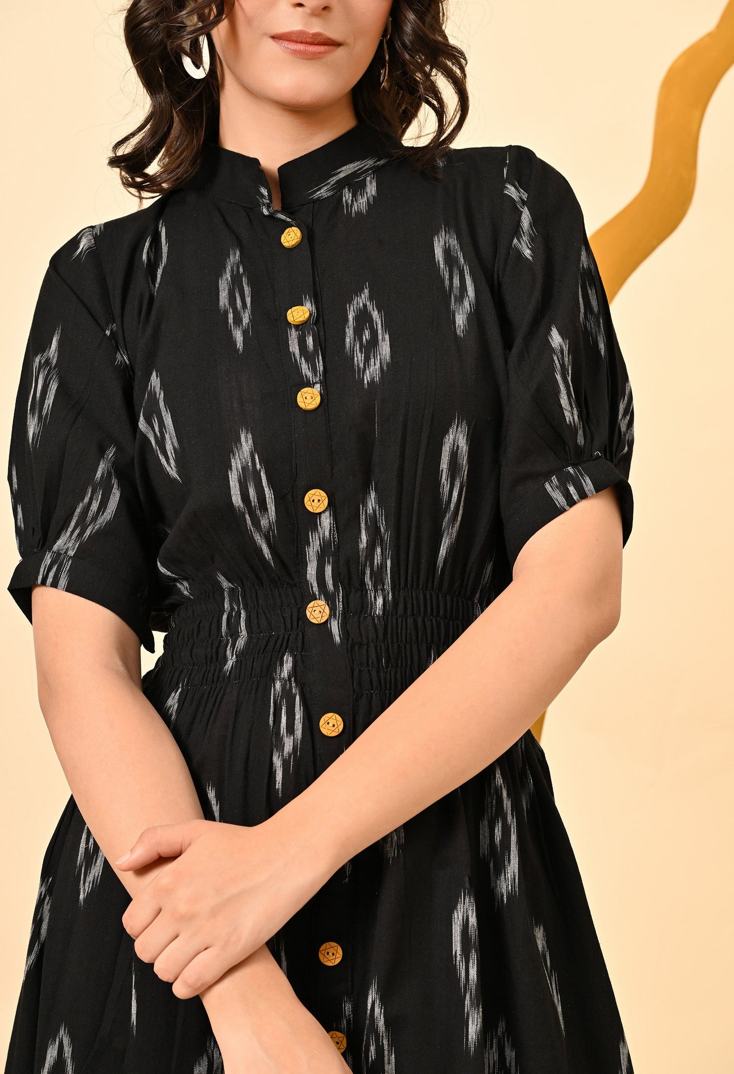 BLACK DIAMOND ELASTICATED MIDI DRESS