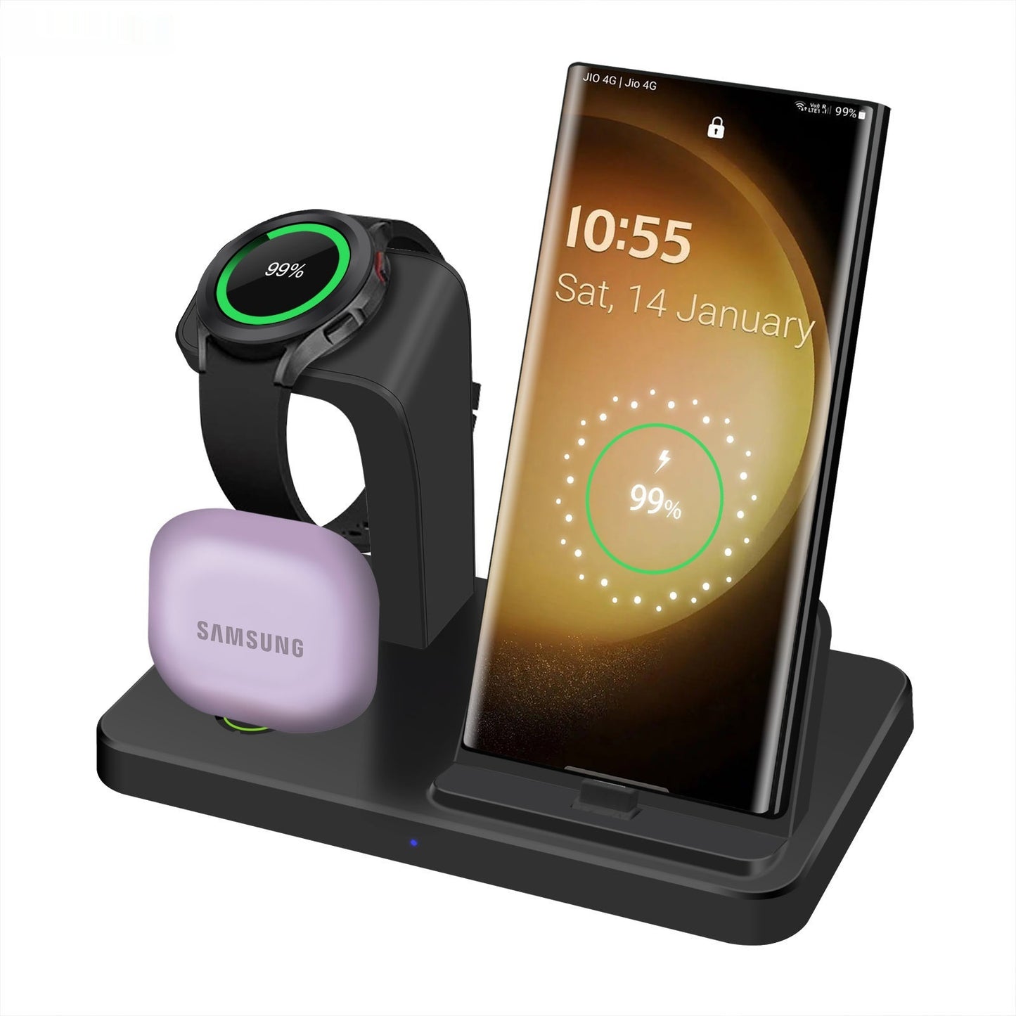Vertical Three-in-one Watch Wireless Charger Straight